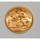 A 1911 gold sovereign, 7.9g