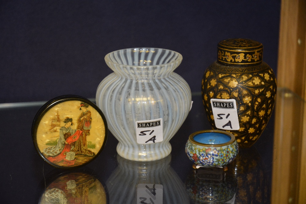 An early 20th century small Chinese cloisonne pot, together with a brown floral spice pot, a Chinese - Image 2 of 2