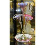 A Victorian pink vaseline glass epergne,