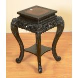 A Chinese ebonised plant stand, with squ