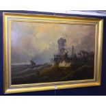 Dutch School
'Dutch Harbour Tower, Stormy Seas'
Oil on canvas, unsigned, 51 x 77cm CONDITION REPORT: