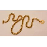 An 18ct gold twist link T-bar necklace,