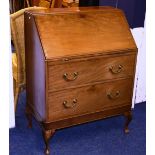 A mahogany writing bureau, with fall fro