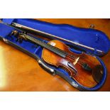 A violin and bow, possibly Italian, earl