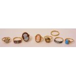 A collection of 9ct, 10ct and 18ct gold