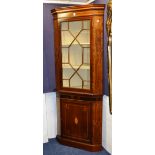 A late Victorian mahogany inlaid corner