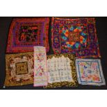 A collection of six silk scarves, to inc