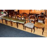 A quantity of Victorian dining chairs, t