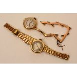 Two 9ct gold ladies watches, one engrave