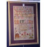 A Regency framed sampler, dated 1815, de