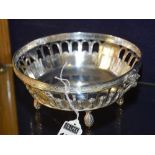 A George V silver bowl, London 1910 by CS Harris & Sons Ltd, of circular form with pierced fretwork,