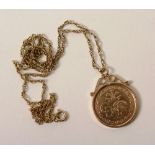 A 9ct gold coin made into a pendant,