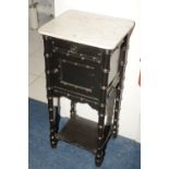 An ebonised bamboo pot cupboard,