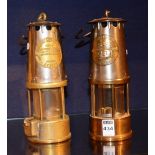 Two miners safety lamps, by Eccles,