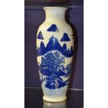 A late 19th century Chinese blue and white pottery vase,