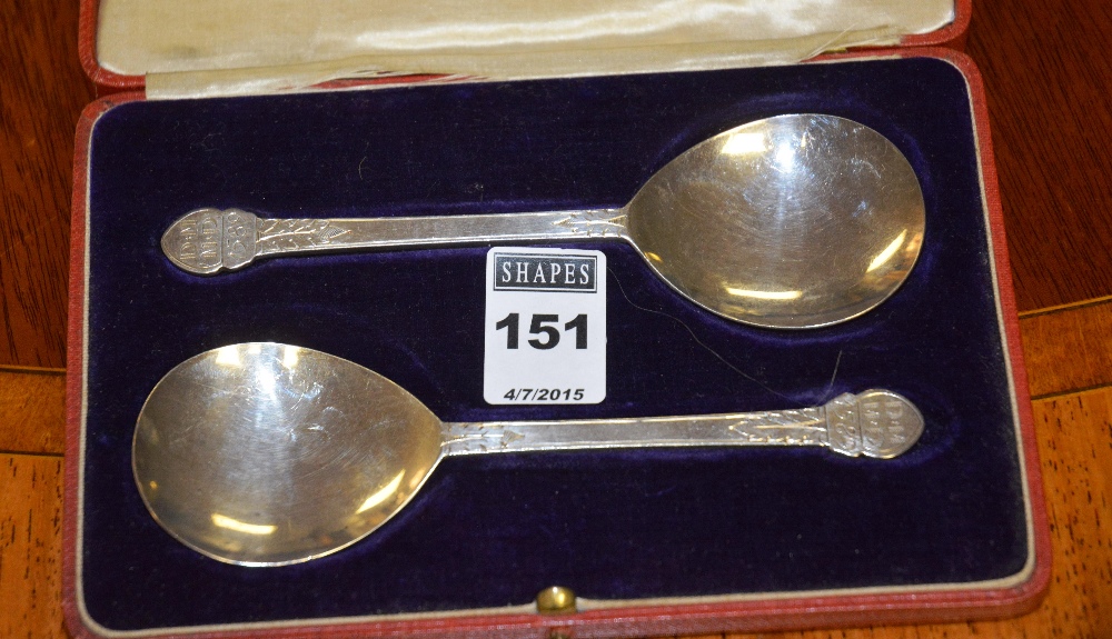 A pair of silver replica Canongate Apostle Spoons, Edinburgh 1928 by William & Sharp,