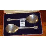 A pair of silver replica Canongate Apostle Spoons, Edinburgh 1928 by William & Sharp,
