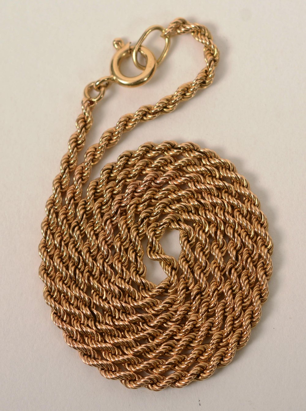 An 18ct gold rope twist chain, 12.