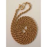 An 18ct gold rope twist chain, 12.