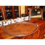 A 19th century mahogany toilet mirror, raised on easel support, 46cm high x 44.