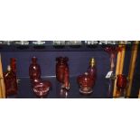 A quantity of cranberry and ruby glasswares, to include Solifleur,