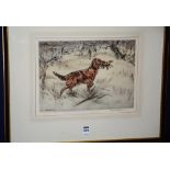 Henry Wilkinson (1921-2011)
'Red Setter, Woodcock'
Hand coloured copper plate etching,