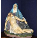 A religious plaster figure group, in the form of Jesus Christ and Mary Magdelene,