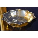 A sterling silver 925 decagon bowl, with beaded lip, tapering form on plain foot,