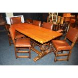 A Jacobean style oak refectory table,