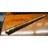 A vintage brass mounted leather telescope, engraved A Stewart, Glasgow,