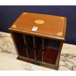 An Edwardian mahogany inlaid letter box, decorated with satinwood inlaid shell motifs at the top,