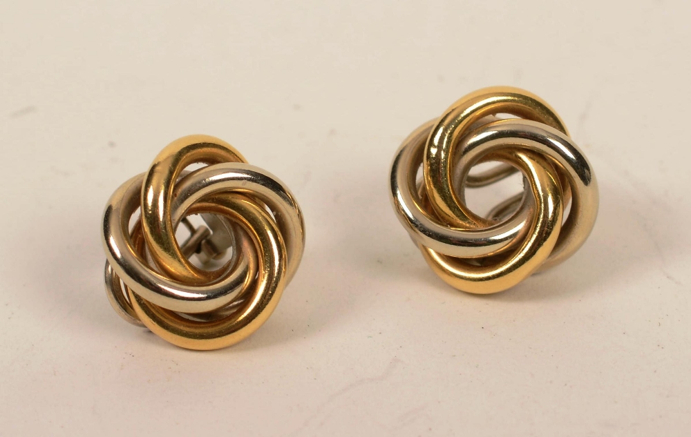 A pair of 18ct white and yellow gold Russian style clip on earrings, 10.