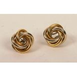 A pair of 18ct white and yellow gold Russian style clip on earrings, 10.