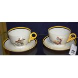 A pair of Royal Worcester breakfast cups and saucers, designed by HR Millais,