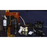 A pair of Carl Zeiss binoculars, 10 x 50cm, with a pair of opera glasses, in case,