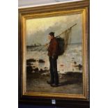 Irish School
'Breton Fisherman Smoking Pipe'
Oil on panel, applied signature,