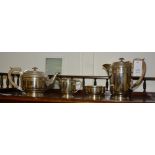 An Art Deco plated tea service, by Walker & Hall Sheffield, comprising of hot water jug, teapot,