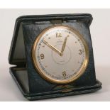 An Omega for Tiffany & Co alarm desk clock, in the form of a Goliath pocket watch, with silvered