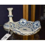 A Meissen blue and white porcelain centrepiece, with pierced top decorated with floral motifs,