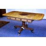 A Regency mahogany inlaid sofa table, possibly Irish origin, with drop flaps,