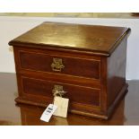 An early 20th century portable mahogany silver chest, with two graduated drawers,