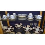 A quantity of porcelain, comprising of Derby Imari patterned dessert service and a Minton teaset,