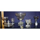 A quantity of 19th century and later glassware, to include a tasting glass with circular bowl,