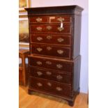 A George III oak chest on chest,