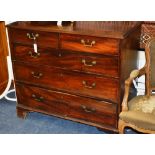 A George III mahogany chest of drawers, with two short above three long graduated drawers,