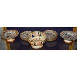 A Japanese Kutani dessert service, comprising of two comports and eight matching side plates,