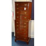 A mahogany tallboy chest on chest, with four graduated drawers above five further graduated drawers,