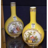 A pair of Meissen style Continental porcelain vases, the central image depicting classical male