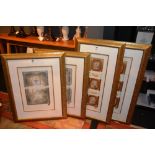 Four modern framed collage pictures, with Roman and Greek style images,