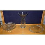 Three pieces of Waterford crystal, comprising of marquis cakestand, 28cm diameter,